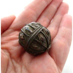 BIG 28"x25" mm Antique Yemen Tribal Ethnic Sterling Silver Globe Focal Bead